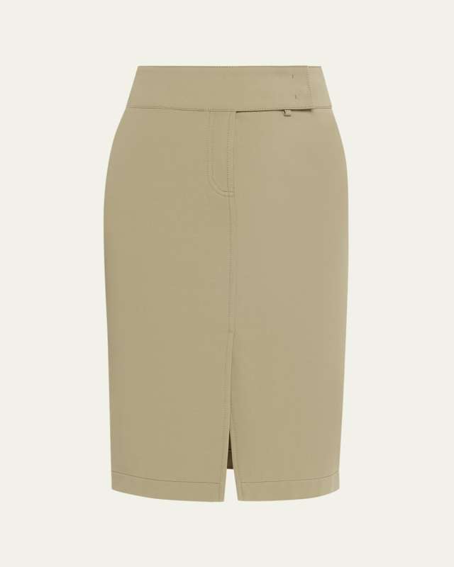Cotton Bi-Stretch Slit Skirt